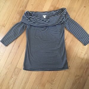 HINGE brand off the shoulder long sleeve top.